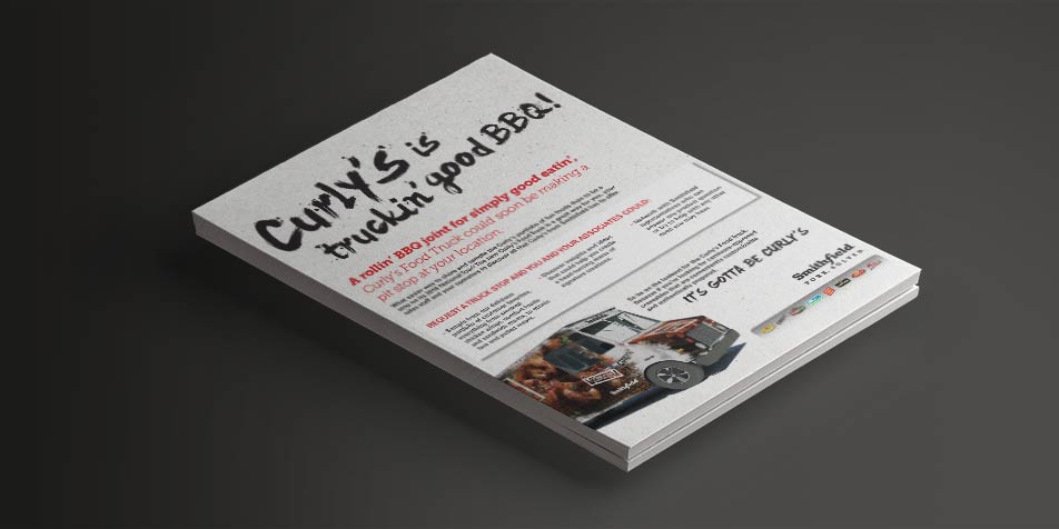 A promotional piece created by Foodmix to let foodservice professionals know about Curly’s barbecue’s food truck.
