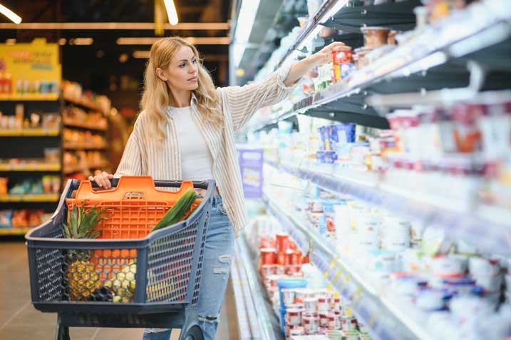 Woman shopping in a grocery store