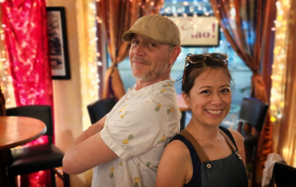 Inside view of Cafe Ciao with the owners